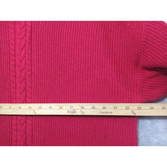 Talbots Sweater Womens 2X Red Lambs Wool Blend Pullover Crew Neck Cable Knit - Picture 4 of 7